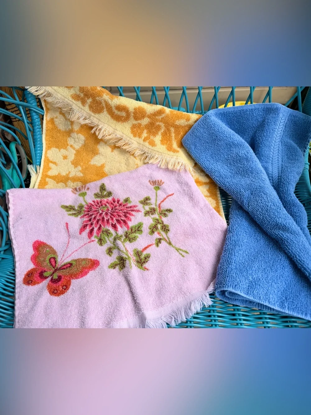 Vintage Retro MCM Fringe Hand Towel Lot